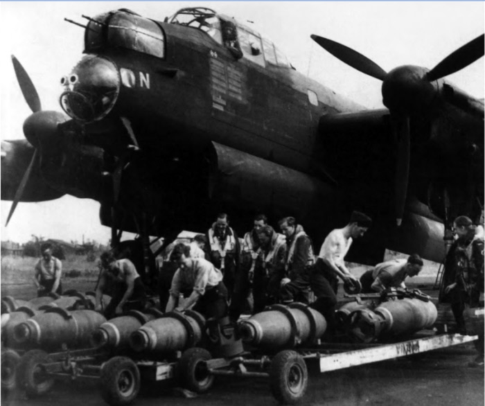 Loading bombs on to a Lancaster