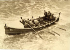 Old lifeboat with oars