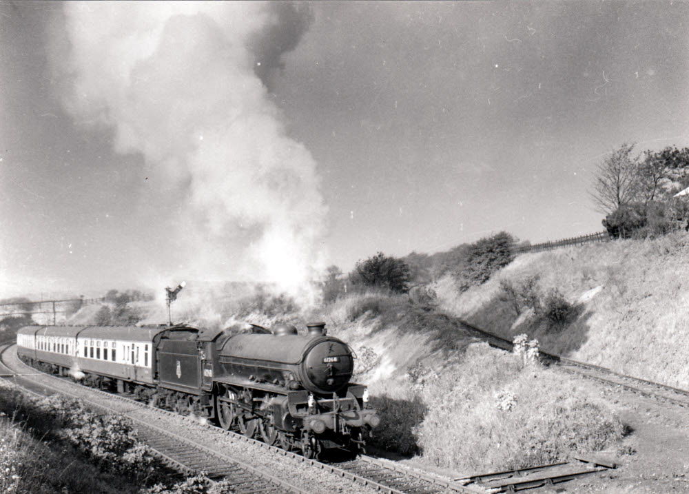 Steam engine 61268 at Runtlings, Ossett circa 1960